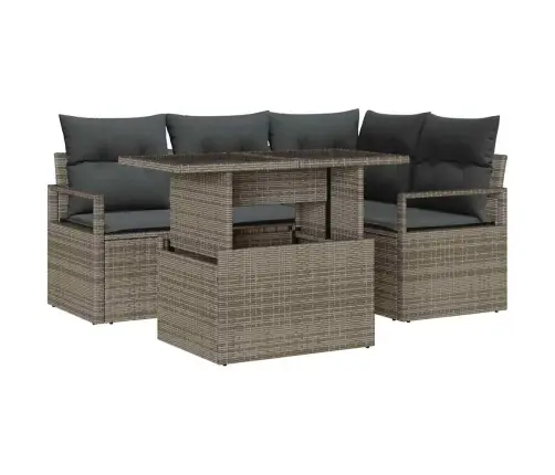 Dārza Dīvānu Komplekts 5 Pcs Pelēka Poliūtu Rotangpalma Vidaxl