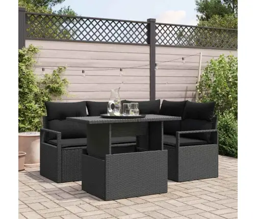 Dārza Dīvānu Komplekts 5 Pcs Melna Poliūtu Rotangpalma Vidaxl