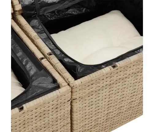 Sodo Sofų Rinkinys Su Saugykla 7 Pcs Smėlio Poli Ratanas