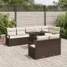 Sodo Sofų Rinkinys Su Saugykla 9 Pcs Ruda Poli Ratanas