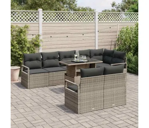 Dārza Dīvānu Komplekts 9 Pcs Pelēka Poliūtu Rotangpalma Vidaxl