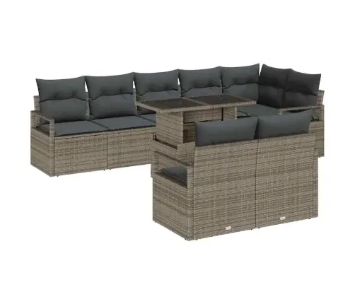 Dārza Dīvānu Komplekts 9 Pcs Pelēka Poliūtu Rotangpalma Vidaxl