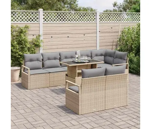 Dārza Dīvānu Komplekts 9 Pcs Bēša Poliūtu Rotangpalma Vidaxl