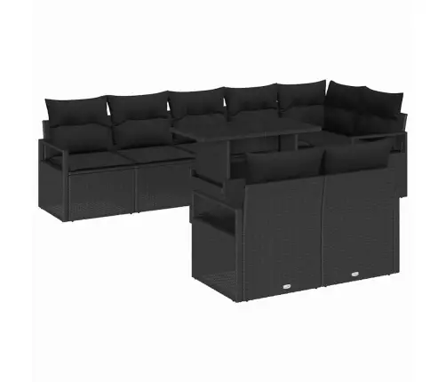 Sodo Sofų Rinkinys Su Saugykla 9 Pcs Juoda Poli Ratanas