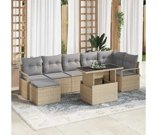 Aia Diivanikomplekt Ladustamisega 8 Pcs Beež Polürooster