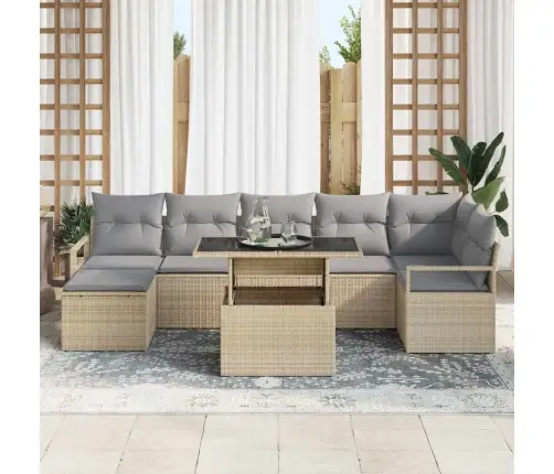 Aia Diivanikomplekt Ladustamisega 8 Pcs Beež Polürooster