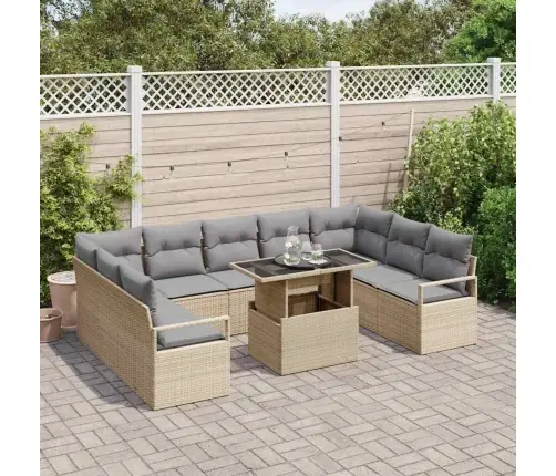 Aia Diivanikomplekt Ladustamisega 10 Pcs Beež Polürooster