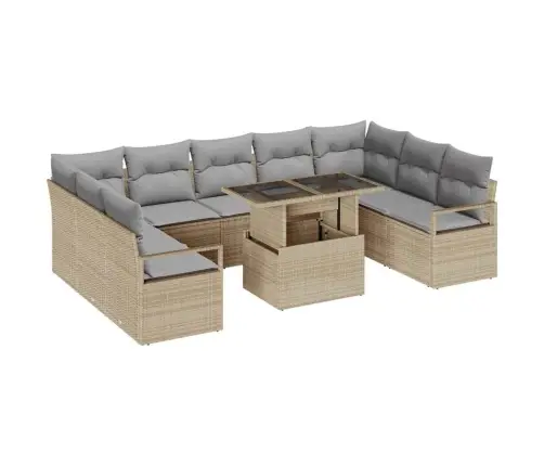 Aia Diivanikomplekt Ladustamisega 10 Pcs Beež Polürooster