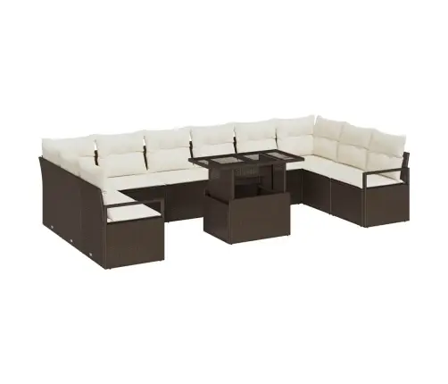 11 Gab. Dārza Dīvānu Komplekts Ar Spilveniem Brūnā Poli Rotangā Vidaxl