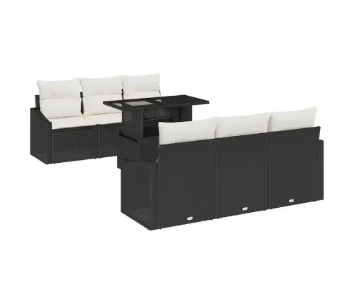 7 Daļu Dārza Dīvānu Komplekts Ar Spilveniem Melnā Poliratanā Vidaxl