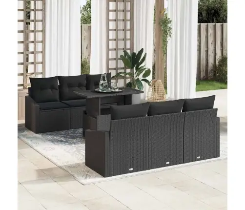 Aia Diivanikomplekt Padjaga Ladustamisega 7 Pcs Must Polürotang