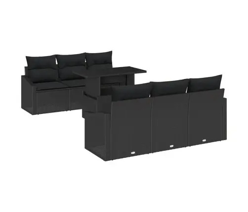 Aia Diivanikomplekt Padjaga Ladustamisega 7 Pcs Must Polürotang