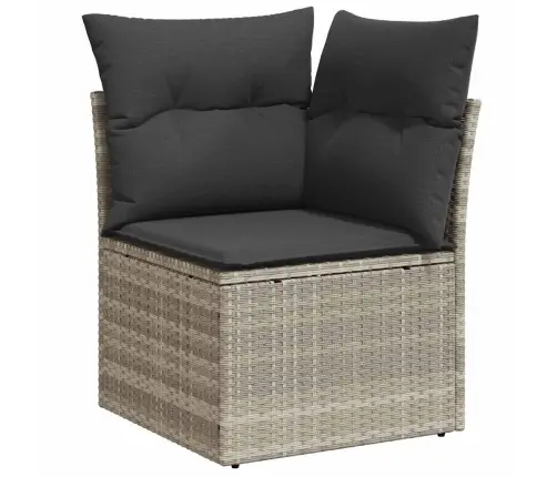 Sodo Sofų Rinkinys 7 Pcs Šviesiai Pilka Poli Ratanas