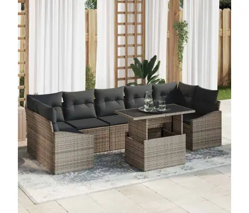 8 Gabalu Dārza Dīvānu Komplekts Ar Spilveniem Pelēks Poliratan Vidaxl