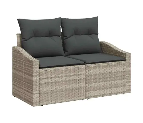 Sodo Sofų Rinkinys 8 Pcs Šviesiai Pilka Poli Ratanas