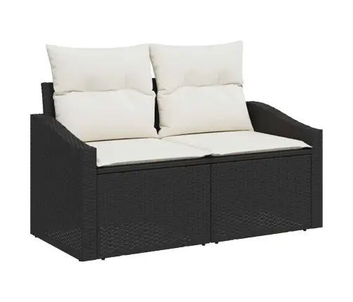 7 Daļu Dārza Sofas Komplekts Ar Spilveniem Melnā Poliratanā Vidaxl