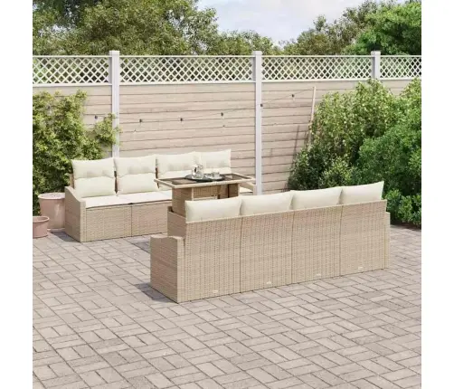 Aia Diivanikomplekt Padjaga Ladustamisega 9 Pcs Beež Polürotang