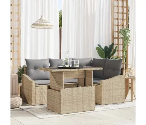 Aia Diivanikomplekt 5 Pcs Beež Ja Heledhall 100 X 55 X 73 Cm Aia Diivanikomplekt 5 Pcs Beež Ja Heledhall 100 X 55 X 73 Cm