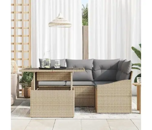 Aia Diivanikomplekt 5 Pcs Beež Ja Heledhall 100 X 55 X 73 Cm Aia Diivanikomplekt 5 Pcs Beež Ja Heledhall 100 X 55 X 73 Cm