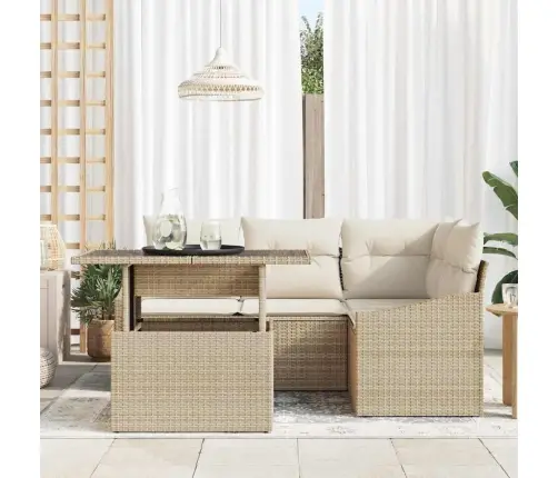 Sodo Sofų Rinkinys 5 Pcs Bežinė Ir Kreminė 100 X 55 X 73 Cm