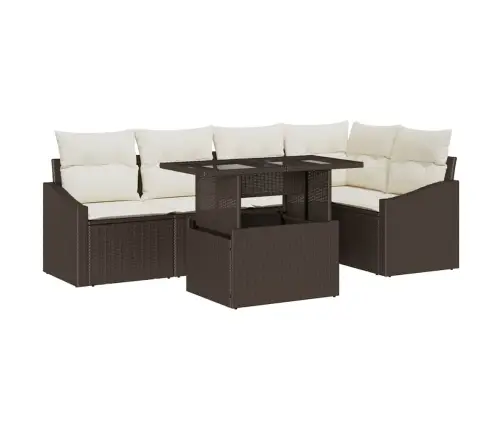 Dārza Dīvānu Komplekts 6 Pcs Brūns, Krēmkrāsas 100 X 55 X 73 Cm Vidaxl