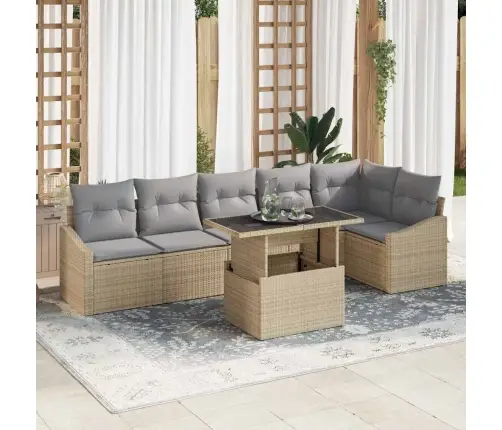 7 Daļu Dārza Dīvānu Komplekts Ar Spilveniem Bēšs Poliratanas Vidaxl 7 Daļu Dārza Dīvānu Komplekts Ar Spilveniem Bēšs Poliratanas Vidaxl