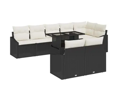 9 Gabalu Dārza Dīvāna Komplekts Ar Spilveniem Melnā Poliratanā Vidaxl