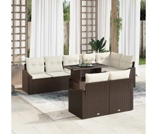 Aia Diivanikomplekt Padjaga Ladustamisega 9 Pcs Pruun Ja Kreem