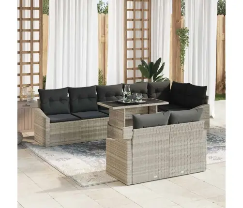 9 Gabalu Dārza Dīvānu Komplekts Ar Spilveniem Gaiši Pelēks Poliratan Vidaxl