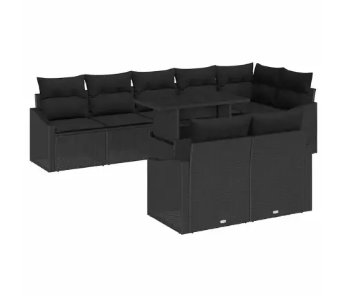 Sodo Sofų Rinkinys Su Pagalve Su Saugykla 9 Pcs Juoda