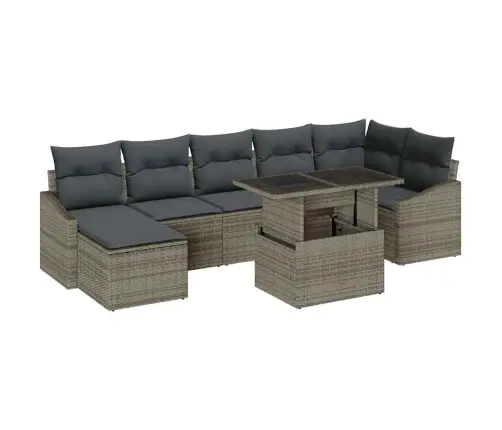 Sodo Sofų Rinkinys Su Pagalve Su Saugykla 8 Pcs Pilka