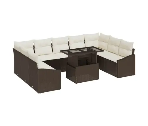 10 Gab. Dārza Dīvānu Komplekts Ar Spilveniem Brūnā Polyratānā Vidaxl