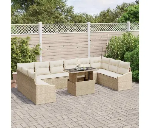 Dārza Dīvānu Komplekts 11 Pcs Bēšs Un Krēms 100 X 55 X 73 Cm Vidaxl