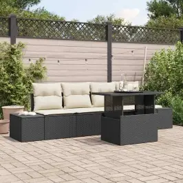 Aia Diivanikomplekt 5 Pcs Must Ja Kreem 100 X 55 X 73 Cm