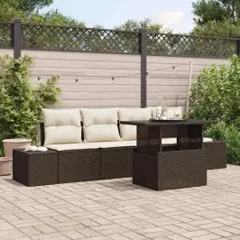 Sodo Sofų Rinkinys 5 Pcs Ruda Ir Grietinėlė 100 X 55 X 73 Cm