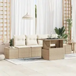 Dārza Dīvānu Komplekts 5 Pcs Bēšs Un Krēms 100 X 55 X 73 Cm Vidaxl