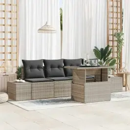 Dārza Dīvānu Komplekts 5 Pcs Gaiši Pelēks Un Tumši Pelēks Vidaxl