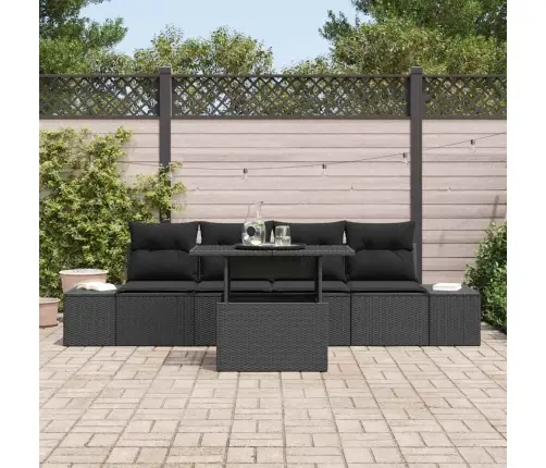 5 Daļu Dārza Dīvānu Komplekts Ar Spilveniem Melns Polyratans Vidaxl