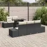 6 Daļu Dārza Dīvānu Komplekts Ar Spilveniem, Melns Polyrattan Vidaxl