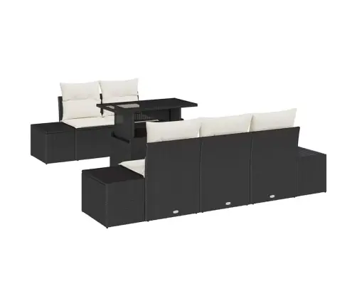 6 Daļu Dārza Dīvānu Komplekts Ar Spilveniem, Melns Polyrattan Vidaxl