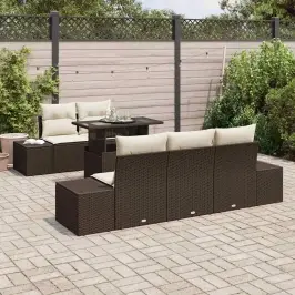 Dārza Dīvānu Komplekts 6 Pcs Brūns Un Krēma 100 X 55 X 73 Cm Vidaxl