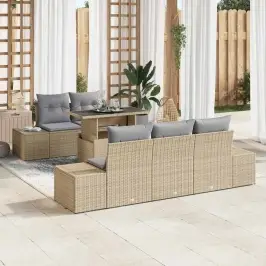 Sodo Sofų Rinkinys Su Pagalve 6 Pcs Bežinė Ir Šviesiai Pilka