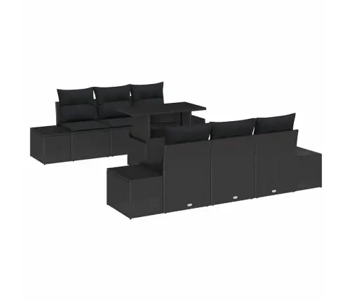 7 Daļīgu Dārza Dīvānu Komplekts Ar Spilveniem Melna Poli Rotangpalma Vidaxl