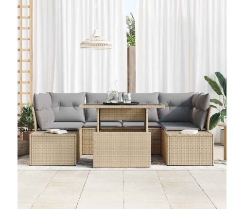Sodo Sofų Rinkinys Su Pagalve 7 Pcs Bežinė Ir Šviesiai Pilka