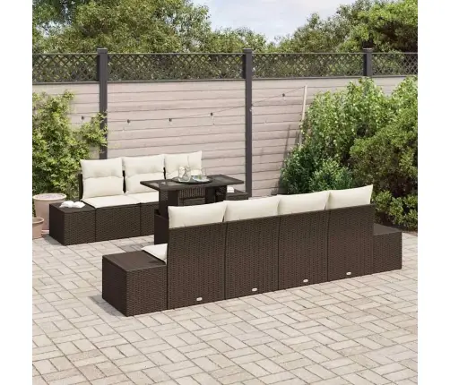 8 Gabalu Dārza Dīvānu Komplekts Ar Spilveniem Brūnā Poliratanā Vidaxl