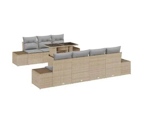 Sodo Sofų Rinkinys Su Pagalve 8 Pcs Bežinė Ir Šviesiai Pilka