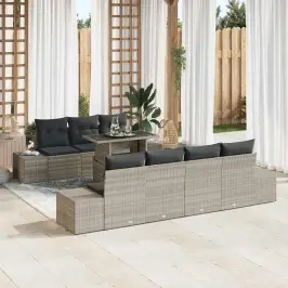 Sodo Sofų Rinkinys 8 Pcs Šviesiai Pilka Ir Tamsiai Pilka