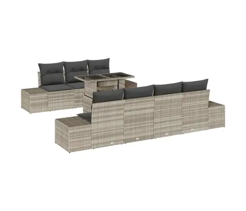 Sodo Sofų Rinkinys 8 Pcs Šviesiai Pilka Ir Tamsiai Pilka