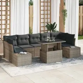 Sodo Sofų Rinkinys Su Pagalve 8 Pcs Pilka 100 X 55 X 73 Cm