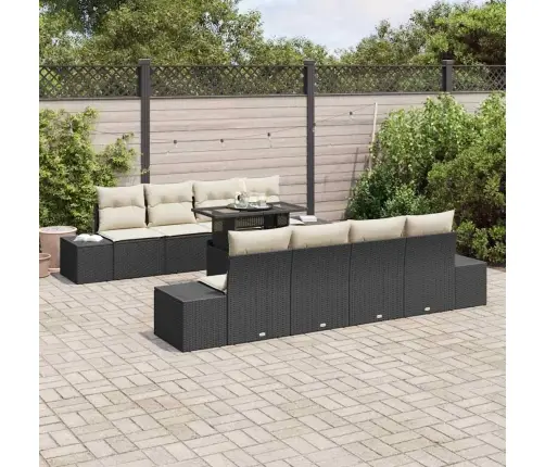 7 Gabalu Dārza Dīvānu Komplekts Ar Spilveniem Melnā Polietilēna Rotangpalma Vidaxl